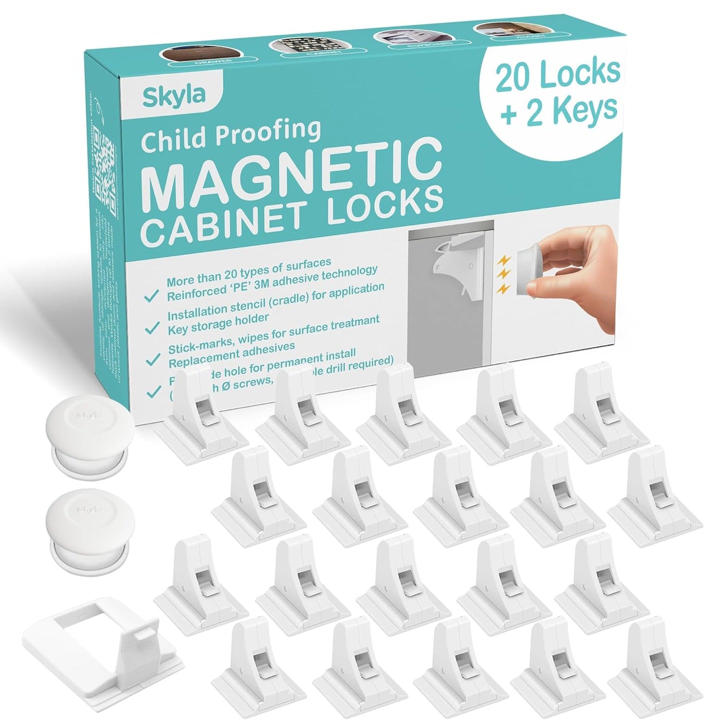 SKYLA HOMES Magnetic Cabinet Locks for Ultimate Child Safety