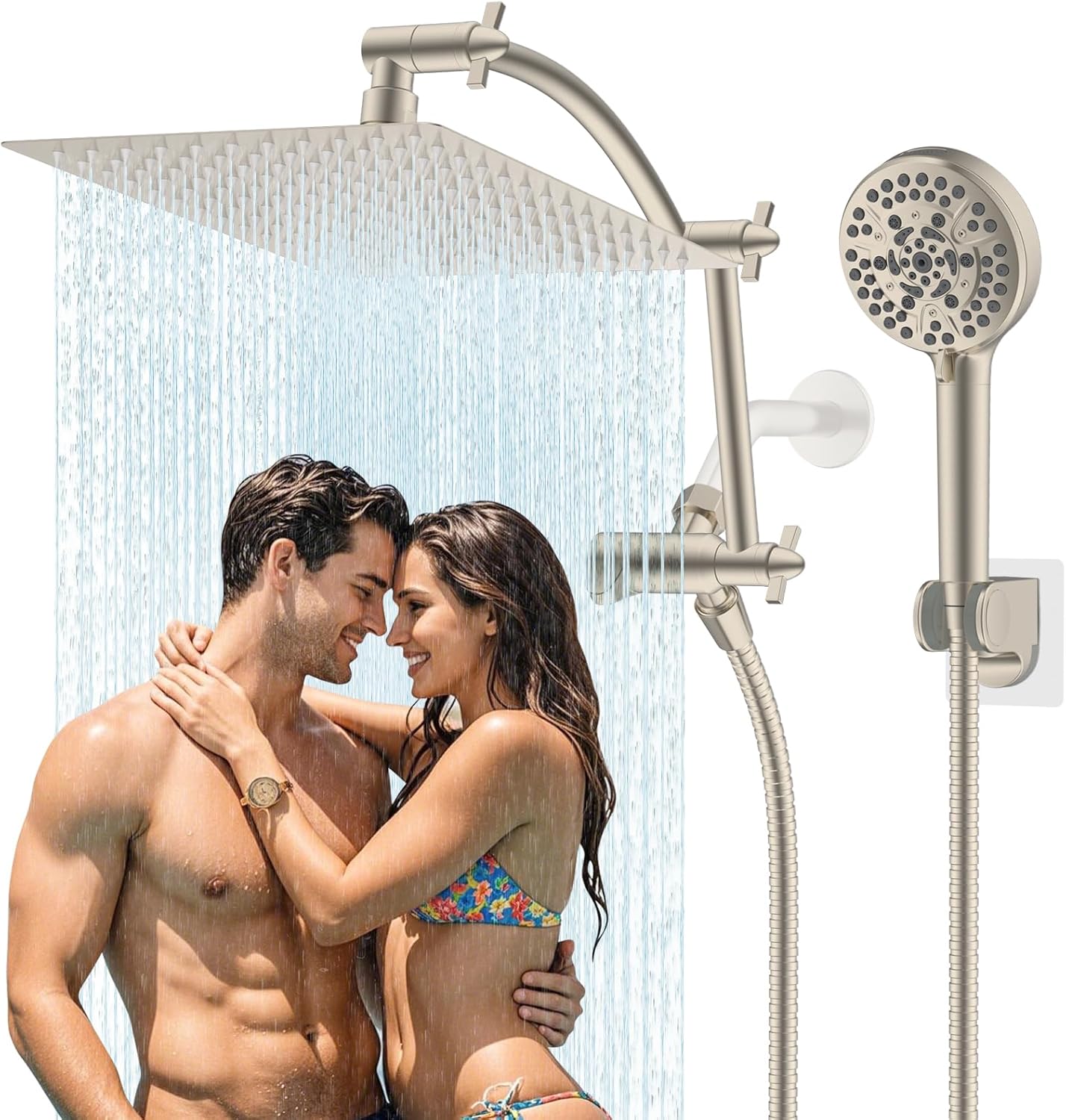 Hibbent All Metal Shower Head: High Pressure Rain Combo