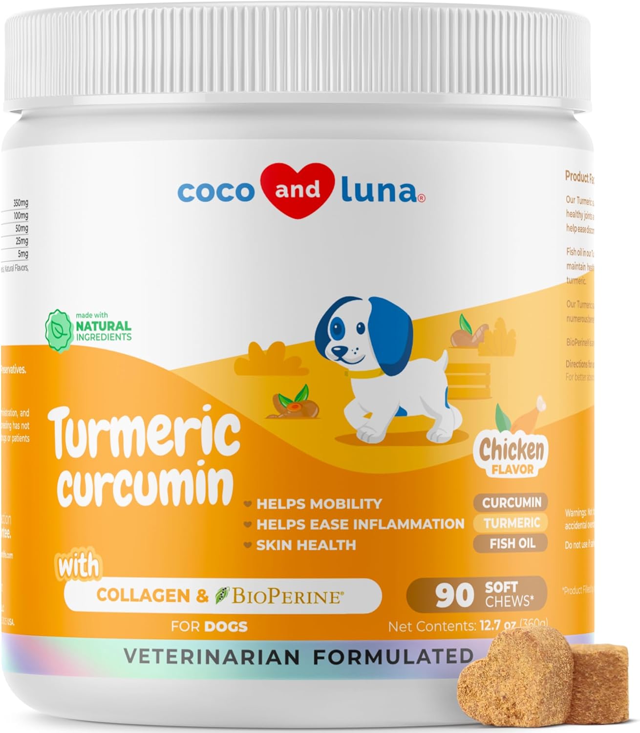 Turmeric Curcumin for Dogs - Soft Chews for Joint Support