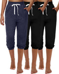 Ficerd Women's Capri Sweatpants Joggers 3-Pack - High Waisted Comfort