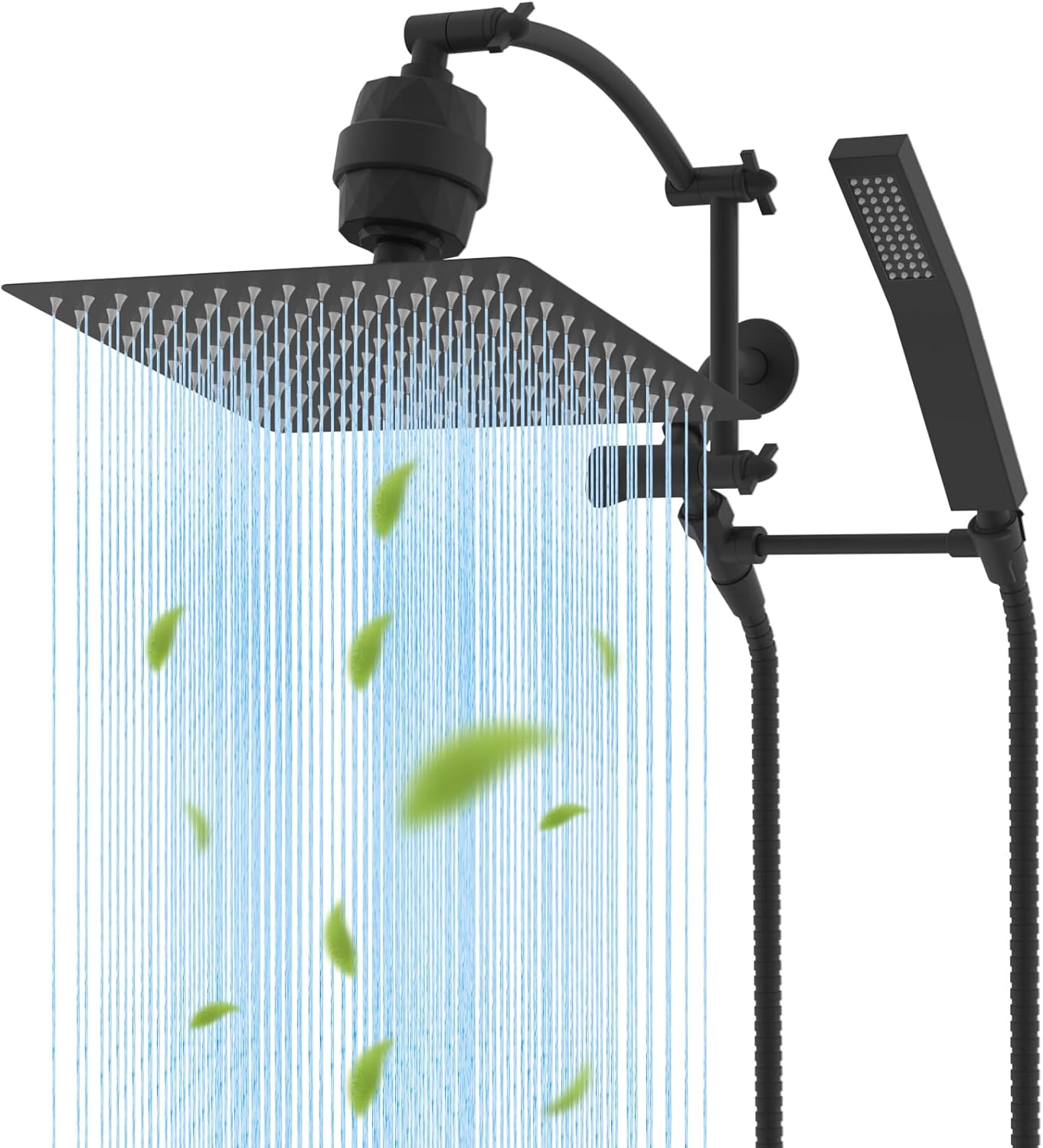 Hibbent 12ft' Filtered Rainfall Shower Head with Handheld Combo