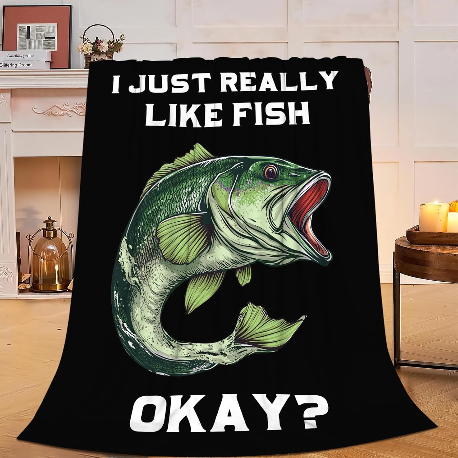 Bass Fishing Super Cozy Throw Blanket - Warm Plush Gift
