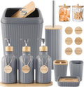 Grey Bathroom Accessories Set 17PCS Bathroom Set with Tray - Durable