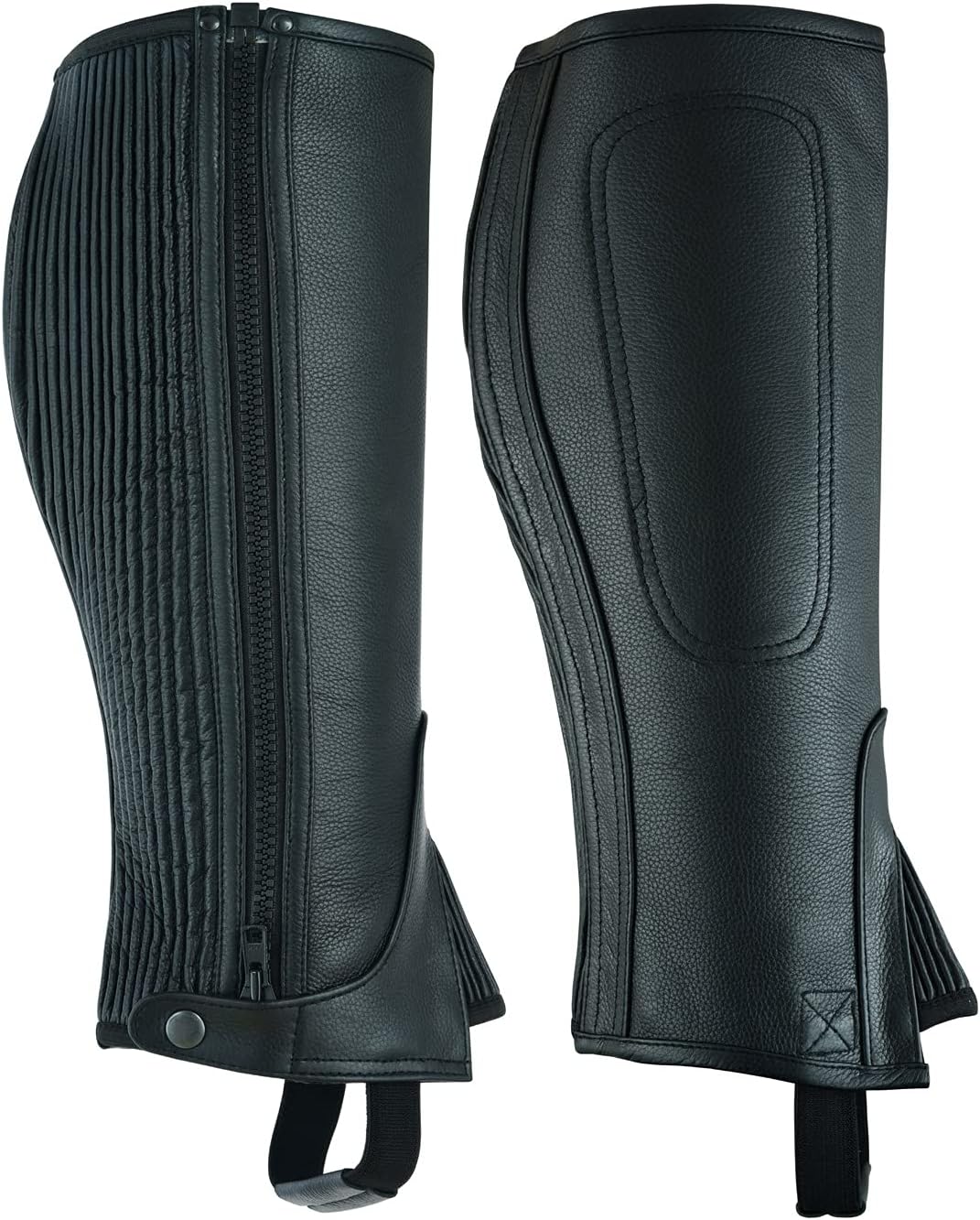 Unisex Adult Top Grain Cow Hide Leather Half Chaps for Comfort