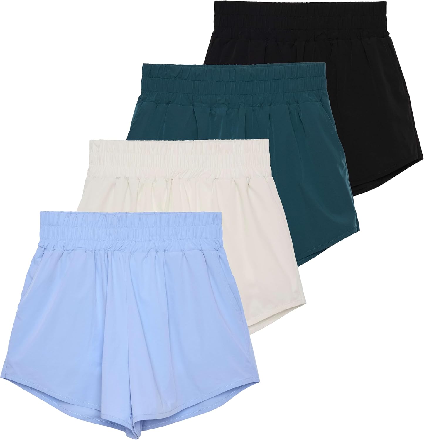 High Waisted Running Shorts for Women - 4 Pack Quick Dry