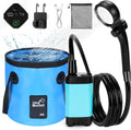 Portable Camping Shower + Foldable Bucket & Pump