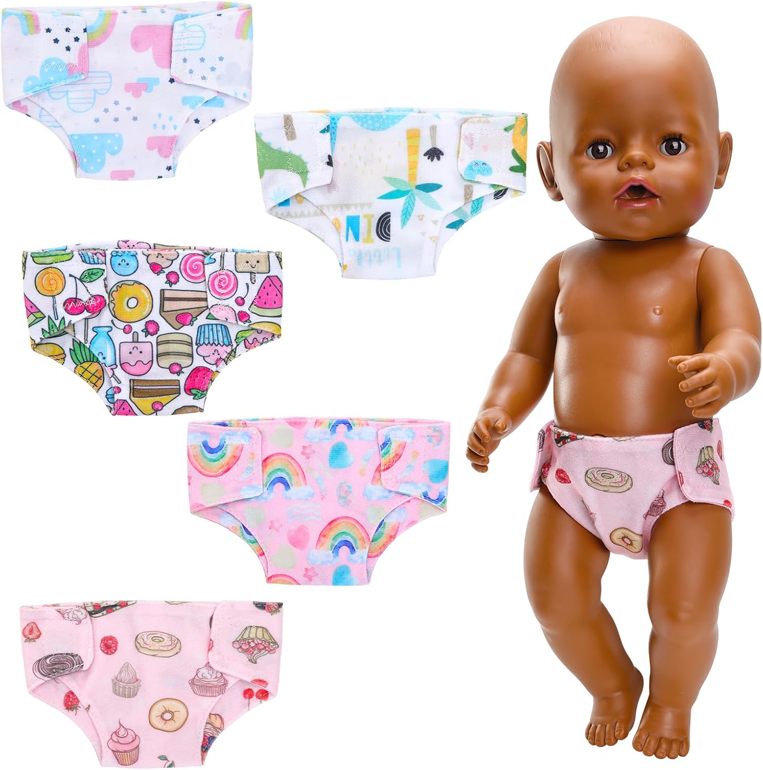 Colorful Reusable Doll Diapers Set for Baby Dolls