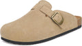 Womens Suede Clogs Mens Genuine Leather Mules Cork Footbed Sandals day