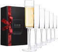 ELIXIR GLASSWARE Champagne Flutes 6 oz Set of 6 - Elegant Crystal