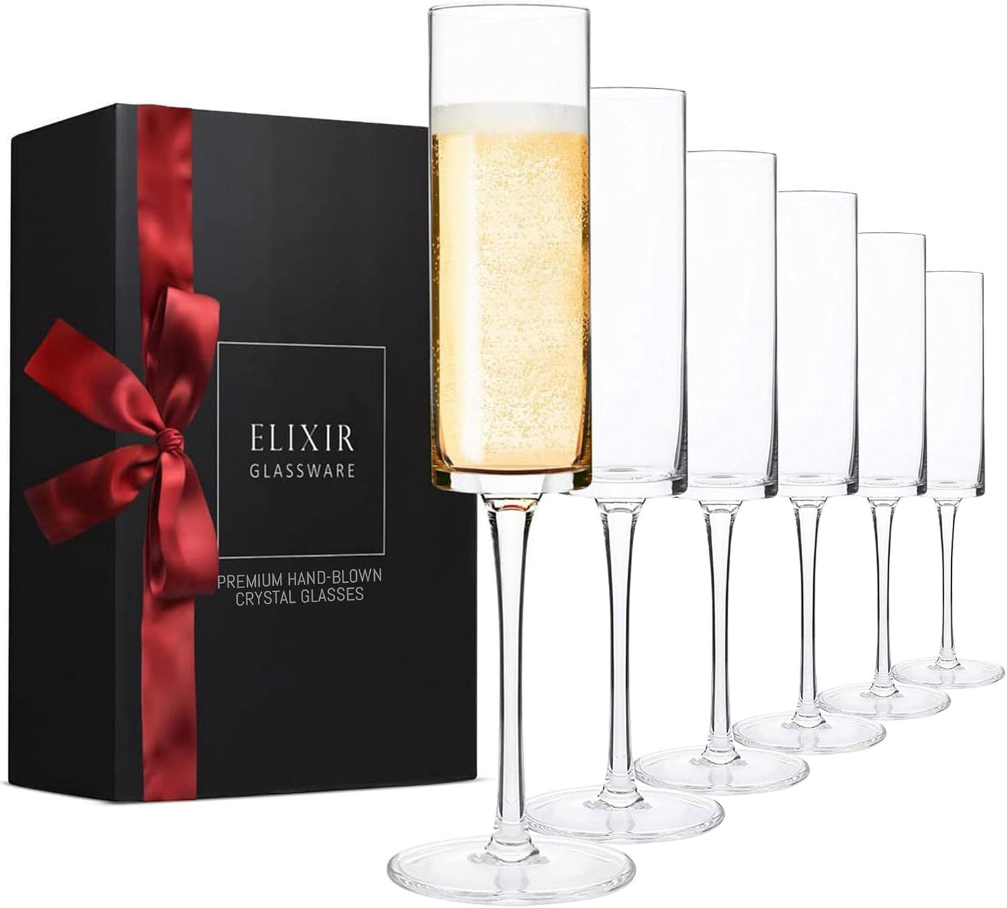Elegant 6 oz Champagne Flutes Set of 6 for Celebrations