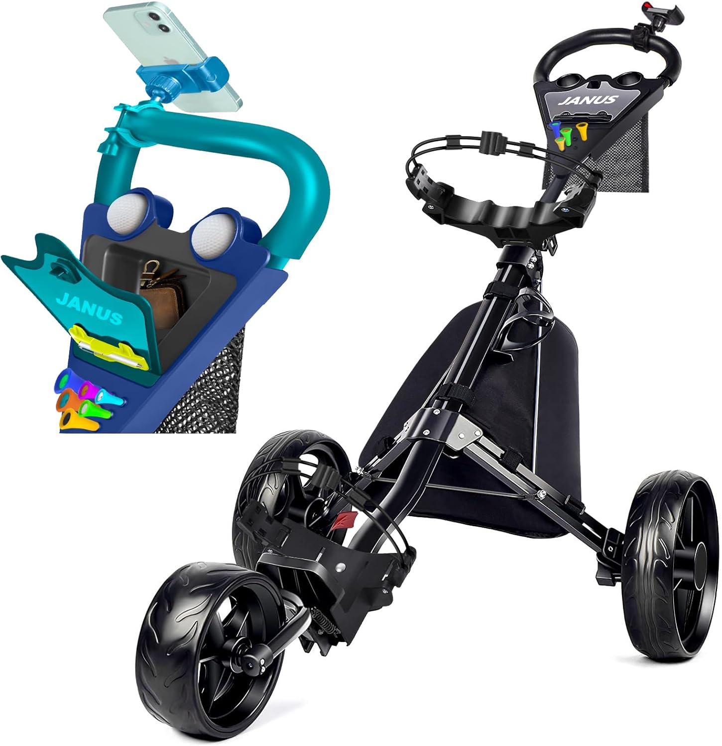JANUS Foldable Golf Cart with Phone Holder