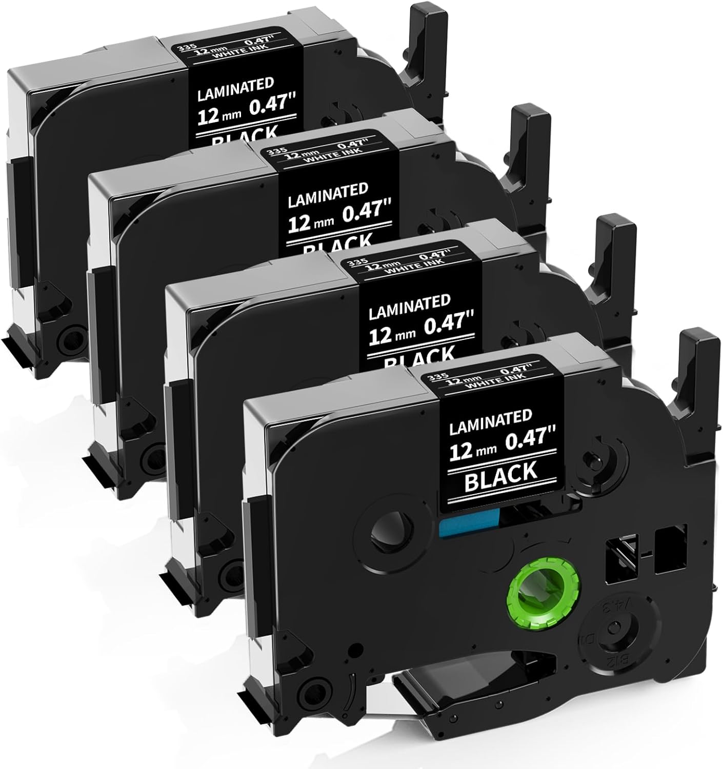 Vibrant White on Black Label Tape - 12mm 4-Pack