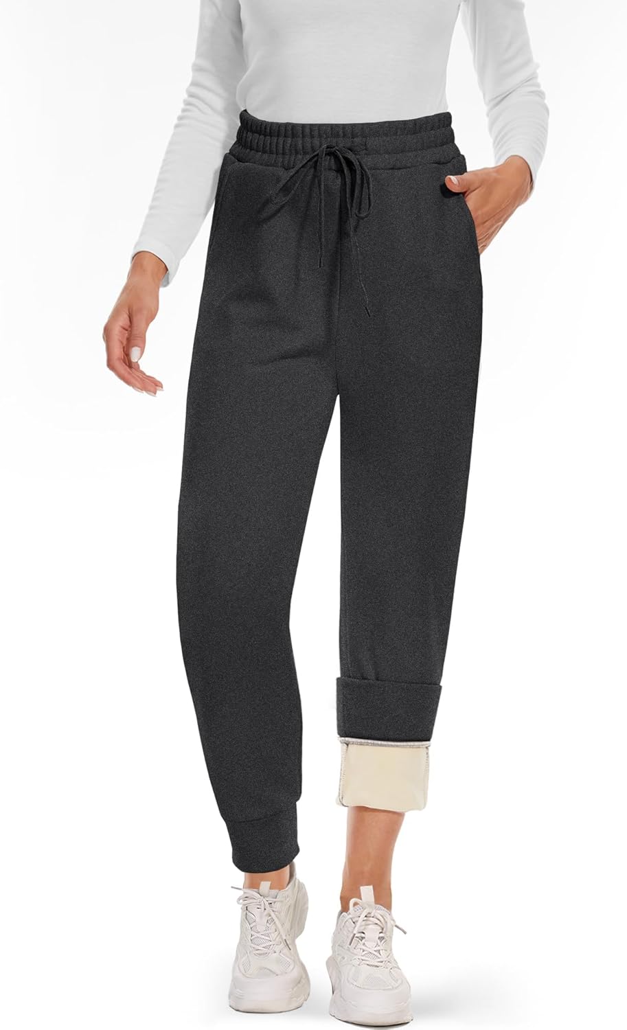 Fleece Lined Sweatpants for Women - Warm Joggers with Pockets
