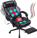 Massage Office Chair with Heat and Footrest - Reclining Ergonomic Seat