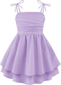 Arshiner Girls Summer Spaghetti Strap Flowy Tiered Midi Dress