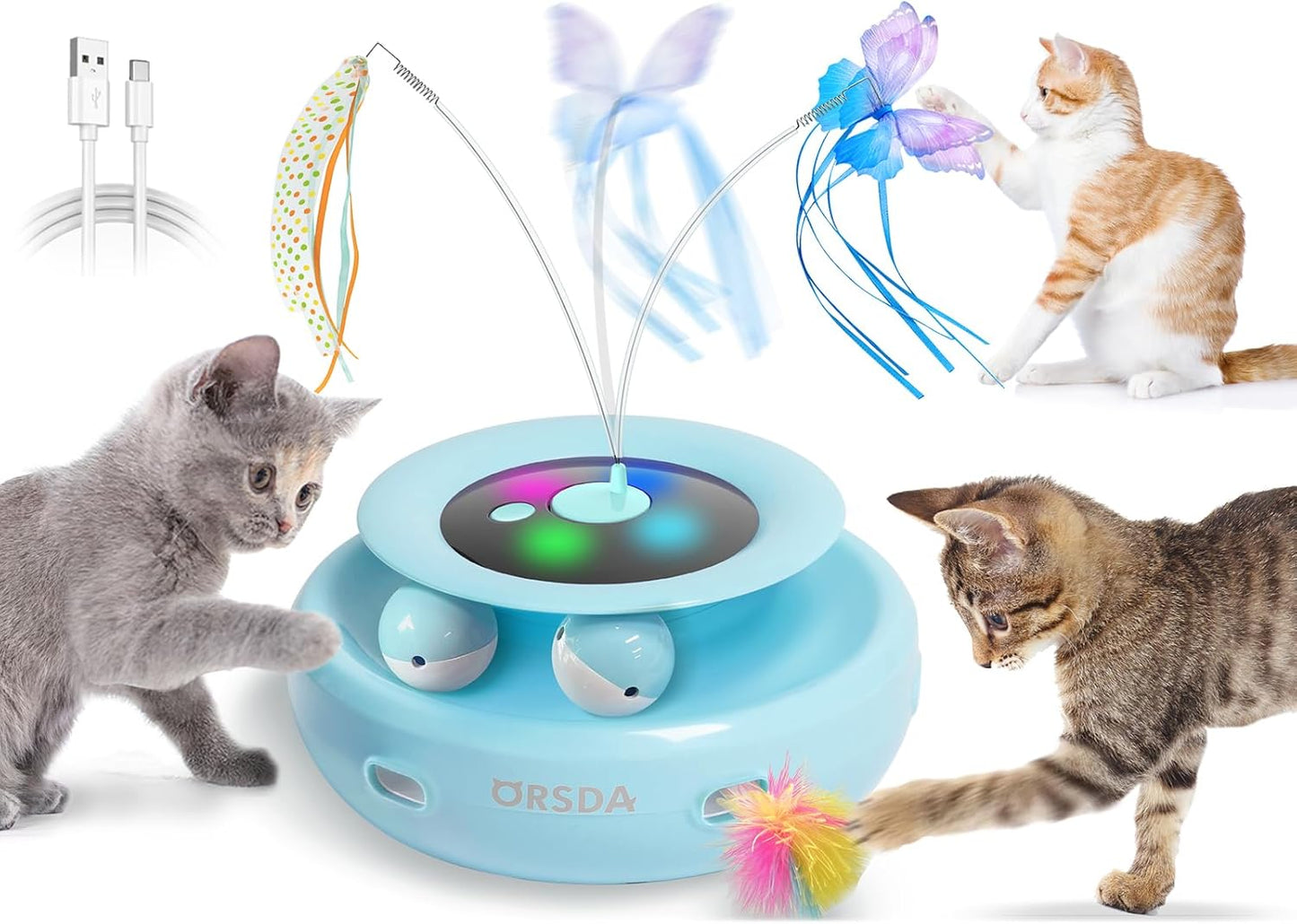 ORSDA 3-in-1 Automatic Interactive Cat Toy for Indoor Fun