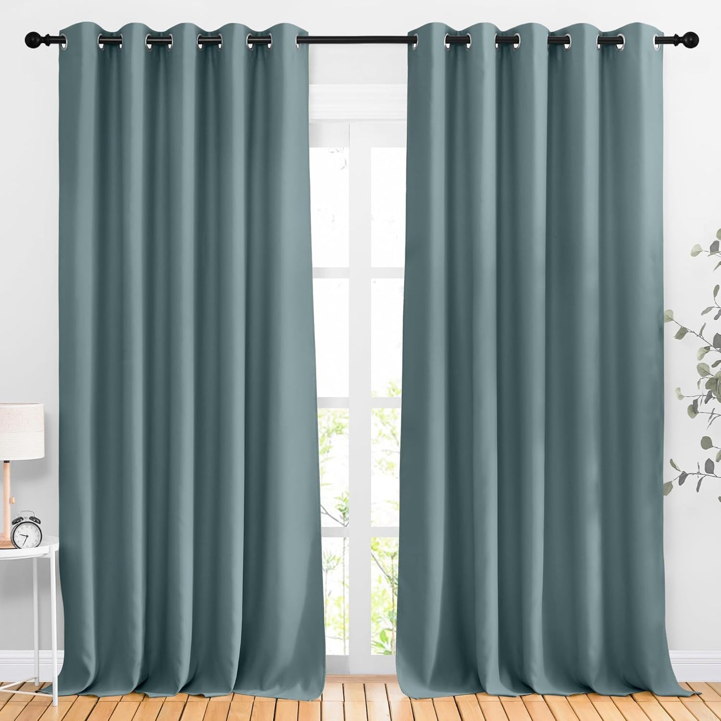 NICETOWN Greyish Blue Room Darkening Curtains for Elegant Spaces