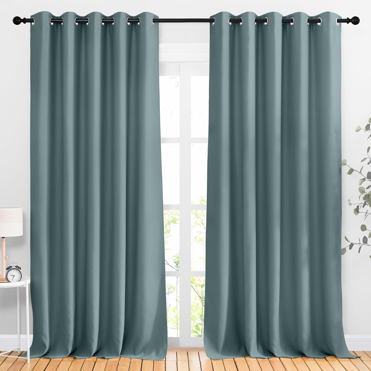 NICETOWN Greyish Blue Room Darkening Curtains for Elegant Spaces
