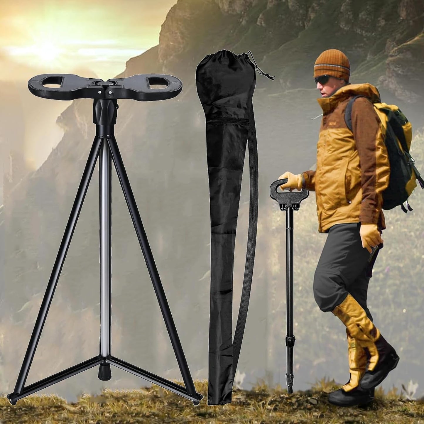 Folding Walking Cane Seat Combo - Portable & Lightweight!
