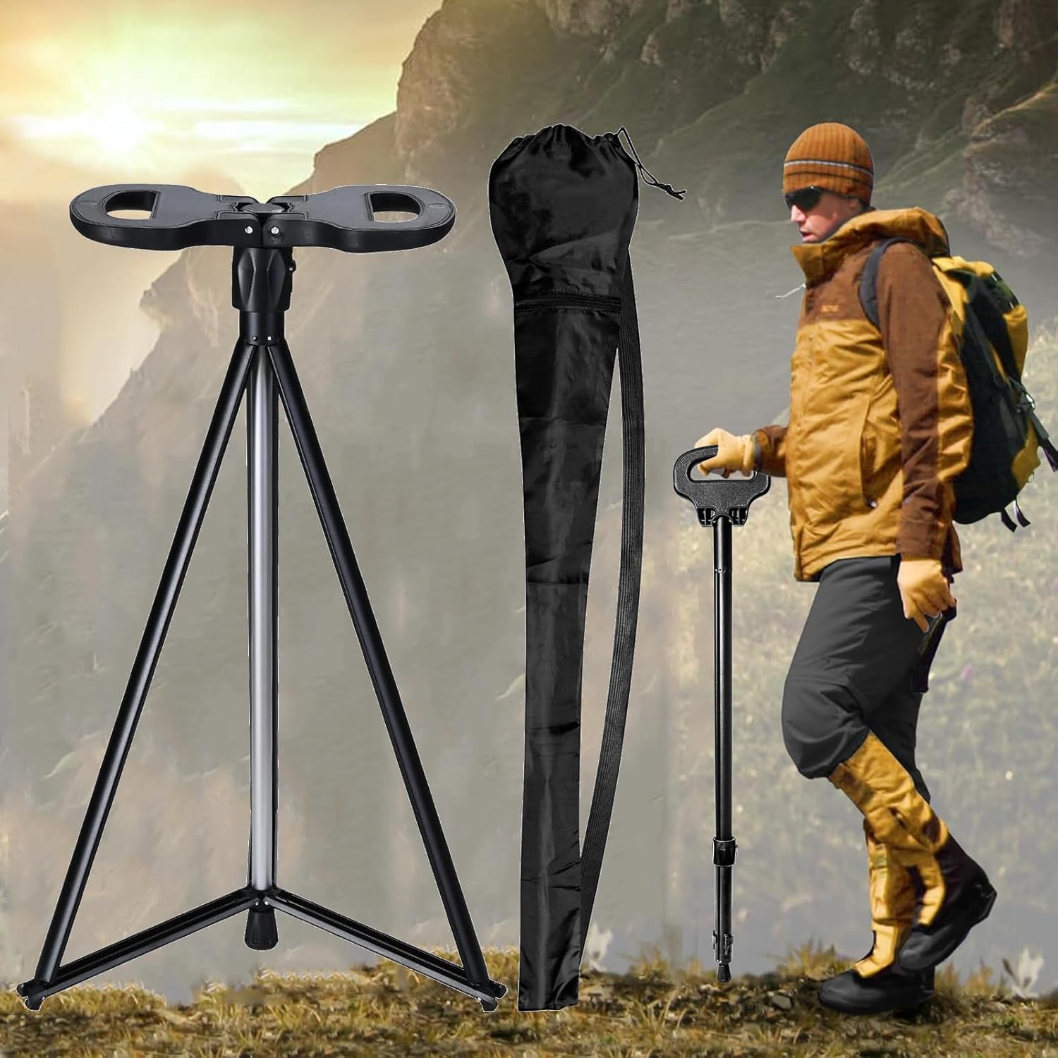 Folding Walking Cane Seat Combo - Portable & Lightweight!