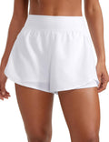 Double Layer Running Shorts for Women 3 in High Waisted - Zip Pockets
