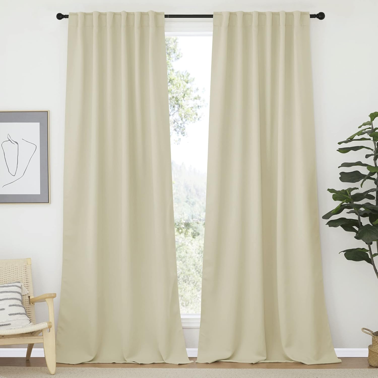 NICETOWN Room Darkening Curtains for Living Room, 108in Long