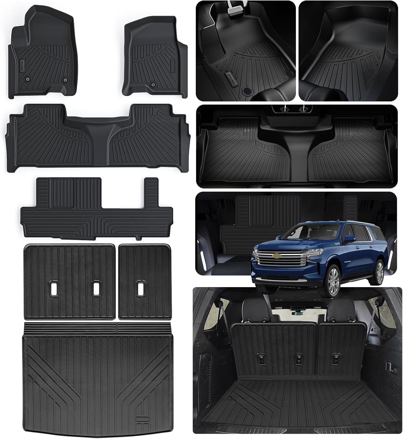 Custom Fit Floor Mats for 2021-2025 Chevrolet Suburban 8 Seats