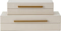 Set of 2 Beige Shagreen Decorative Storage Boxes for Home Decor