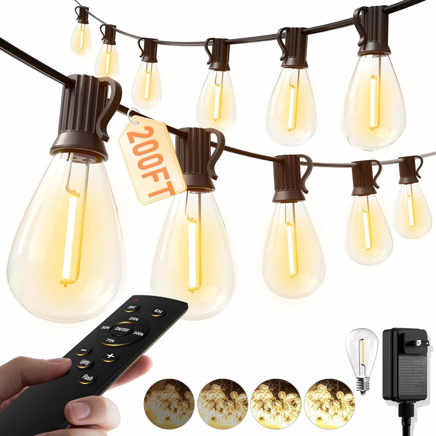 200FT LED Outdoor String Lights with Remote for Any Occasion