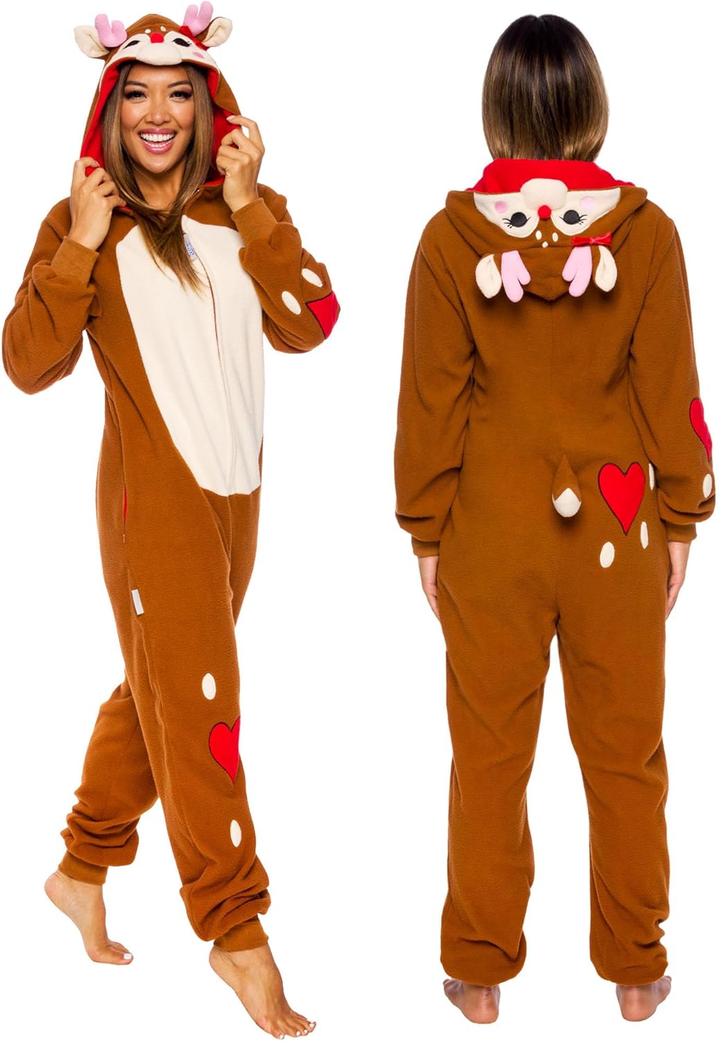 Women's Slim Fit Reindeer One Piece - Plush Holiday Costume