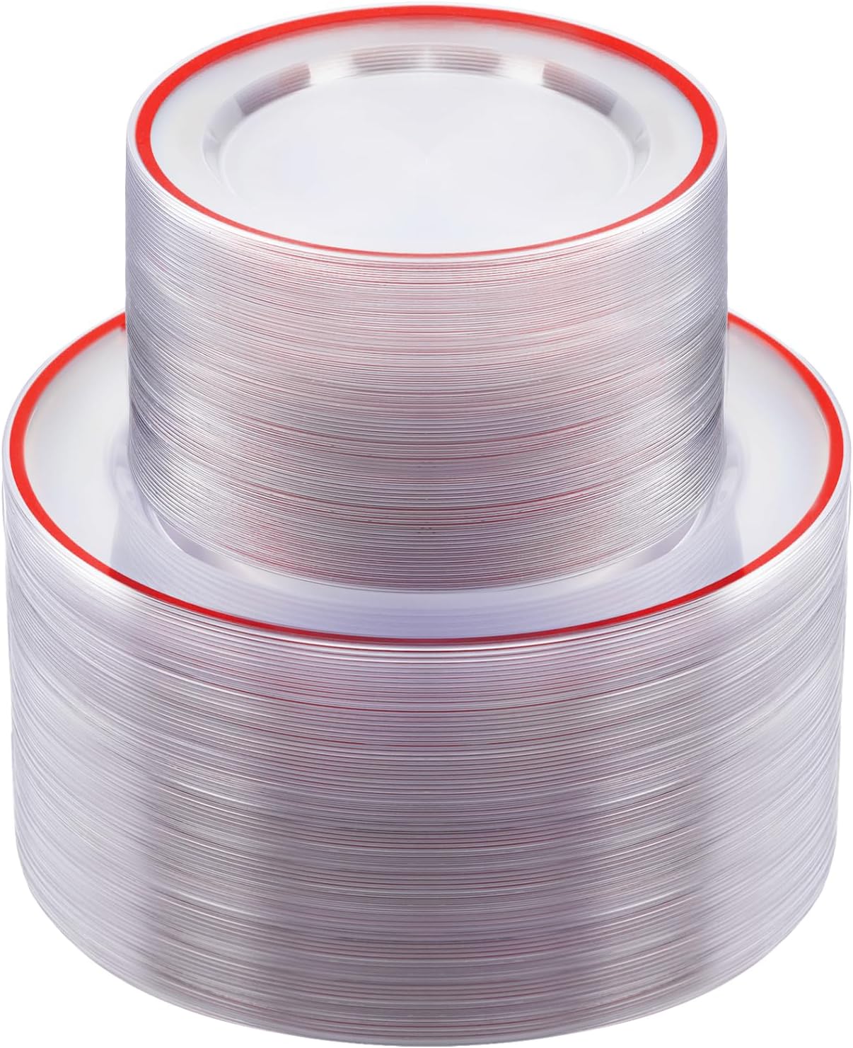 200PCS Red and Clear Plastic Plates for Any Celebration Event
