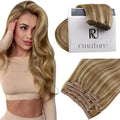 Clip in Hair Extensions Real Human Hair 12 in 7pcs - Natural Blend