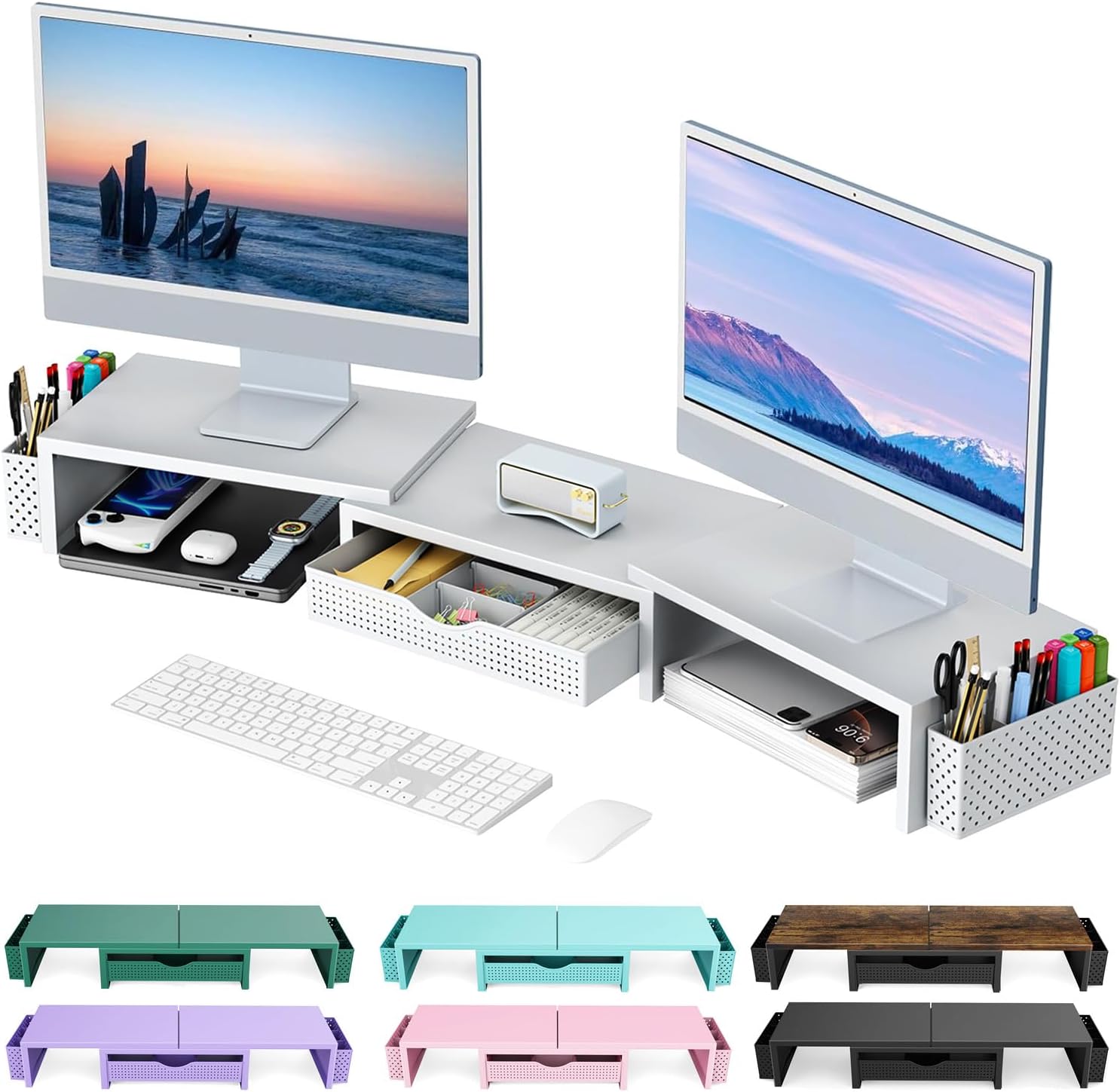Gianotter Dual Monitor Stand Riser for Desk Organization