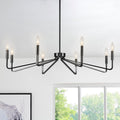 38in Black 8-Light Chandelier for Dining Room - Modern Farmhouse Style