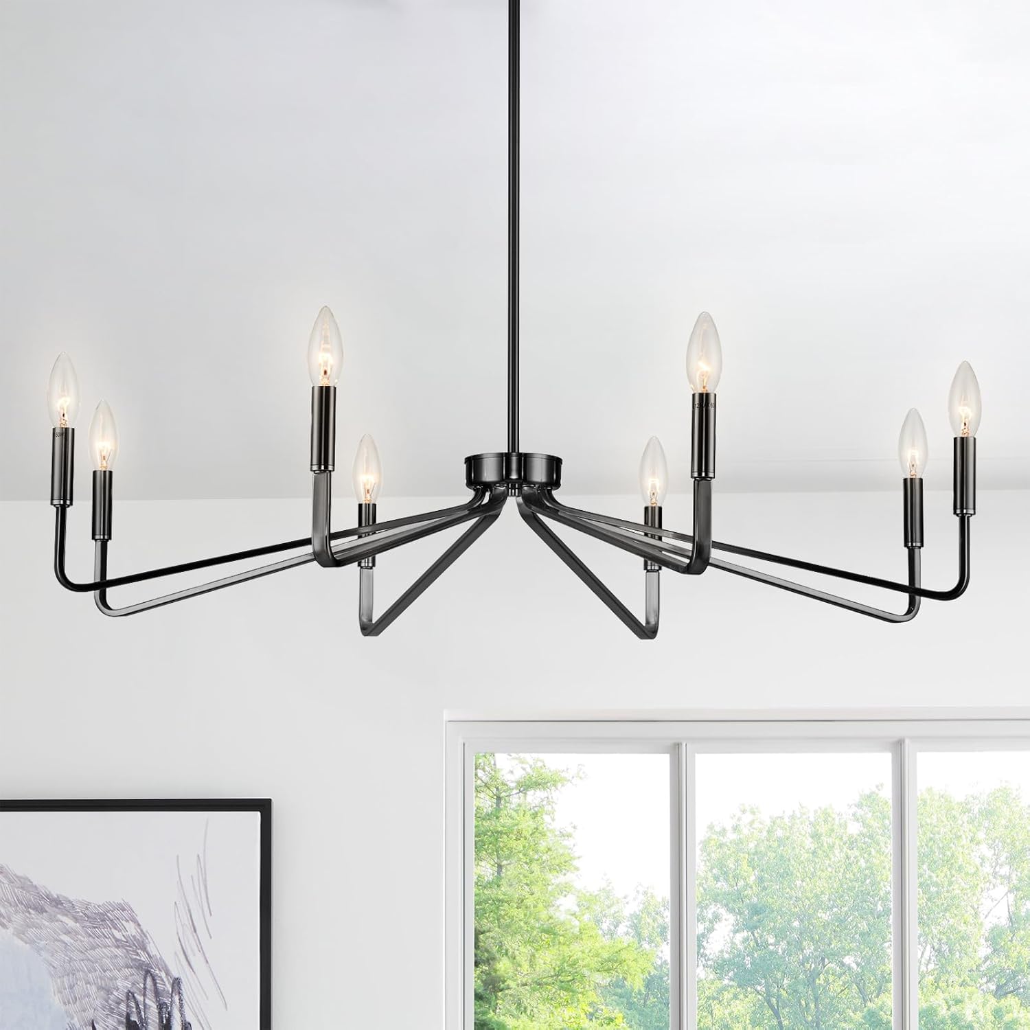 38 Black Chandeliers for Dining Room, 8-Light Modern Fixture