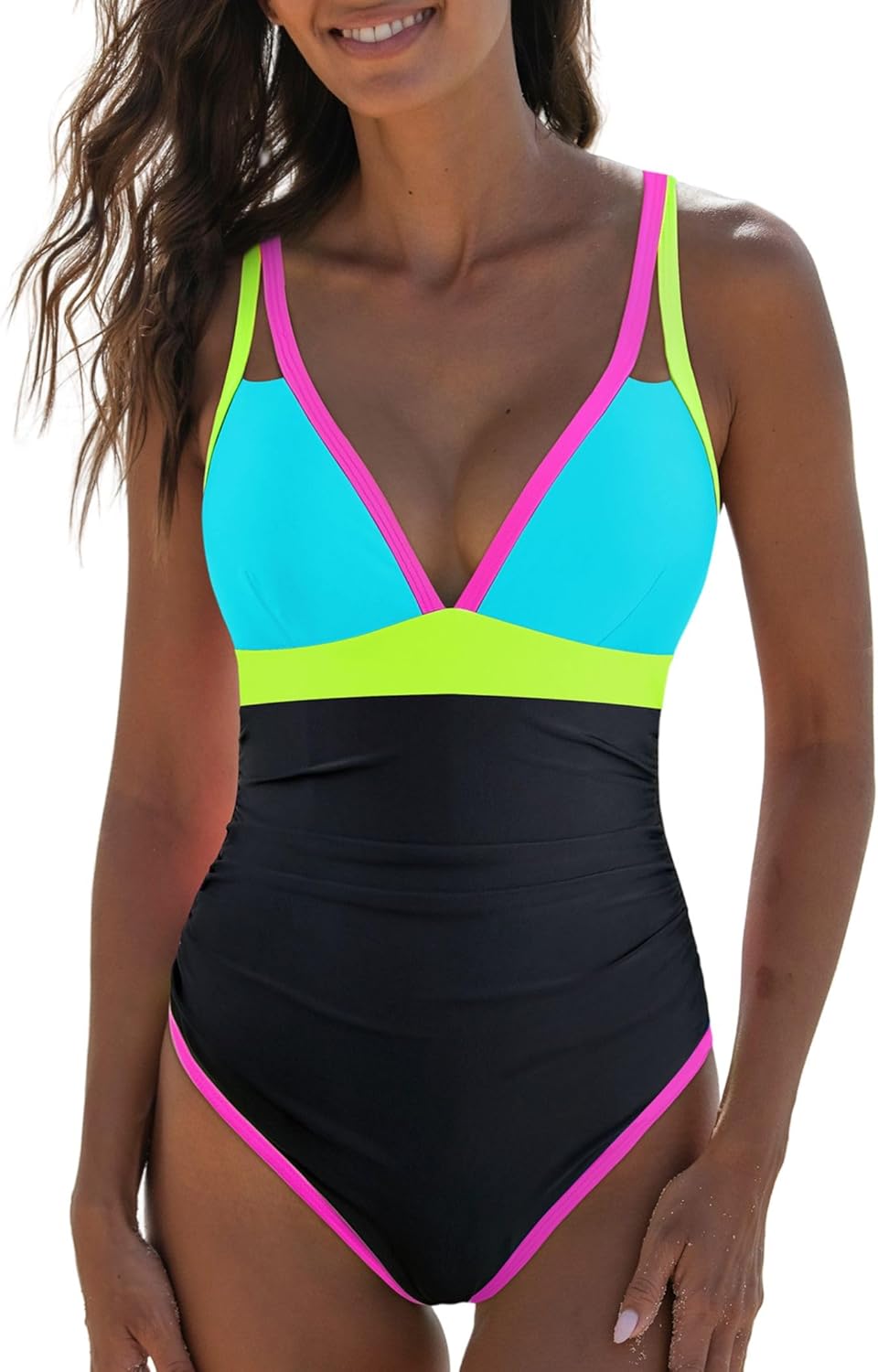 Popvil Women's One Piece Tummy Control Swimsuit for Summer Fun