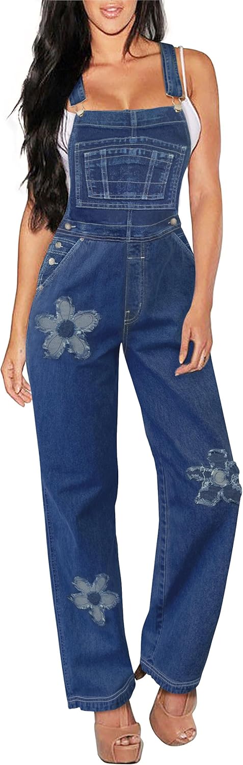 Hybrid & Company Womens Super Comfy Stretch Denim Jumpsuit