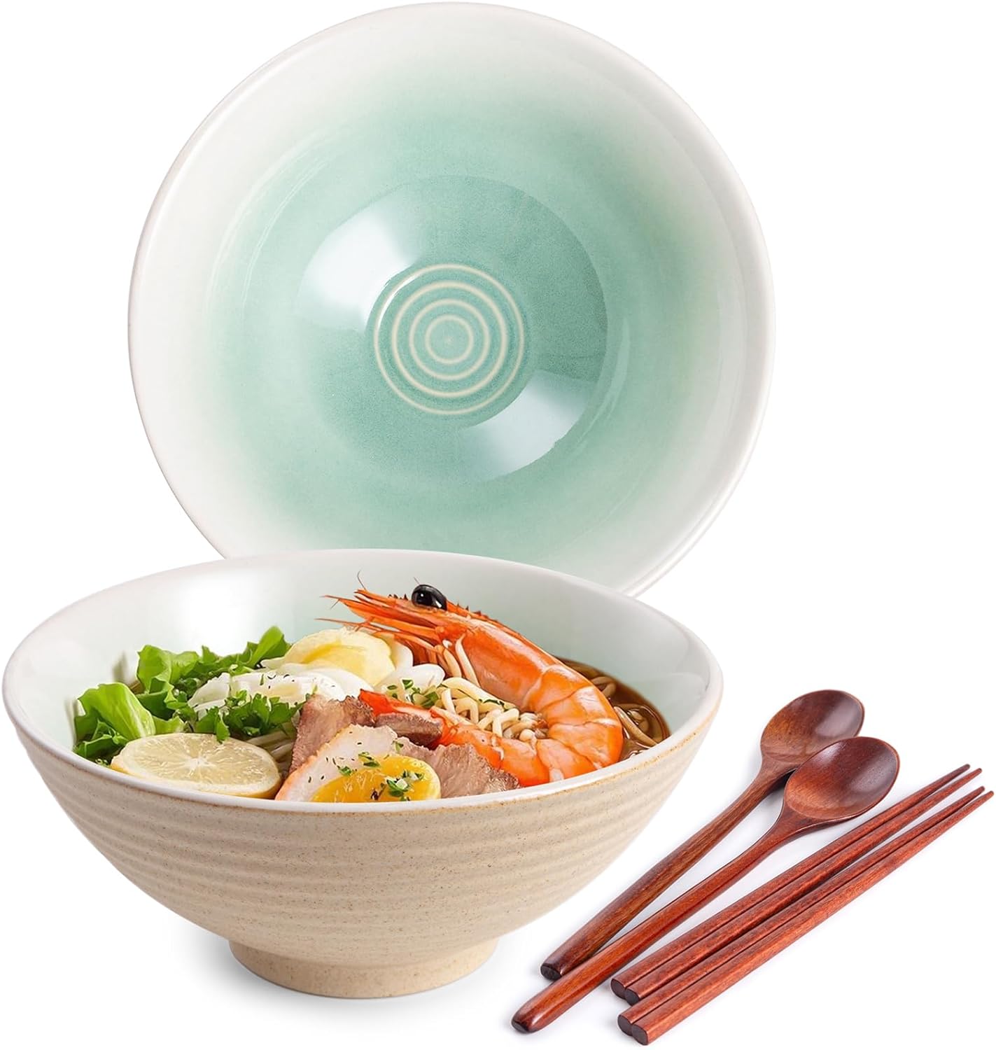 HOKELER Ceramic Ramen Bowl Set - Perfect for Authentic Asian Dining