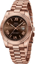 NIBOSI Men Watches Analog Quartz Stainless Steel Rose Gold - Classic