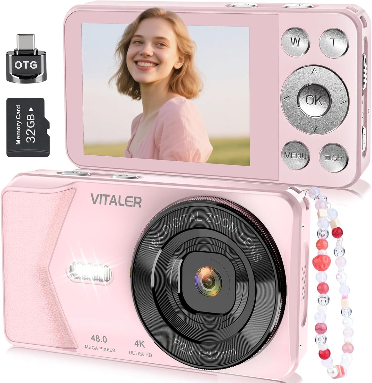 48MP 4K Digital Camera for Beginners with 32GB Card Included