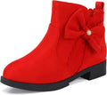PANDANINJIA Clara Toddler Girl's Short Ankle Boots - Dressy Pearl Bow