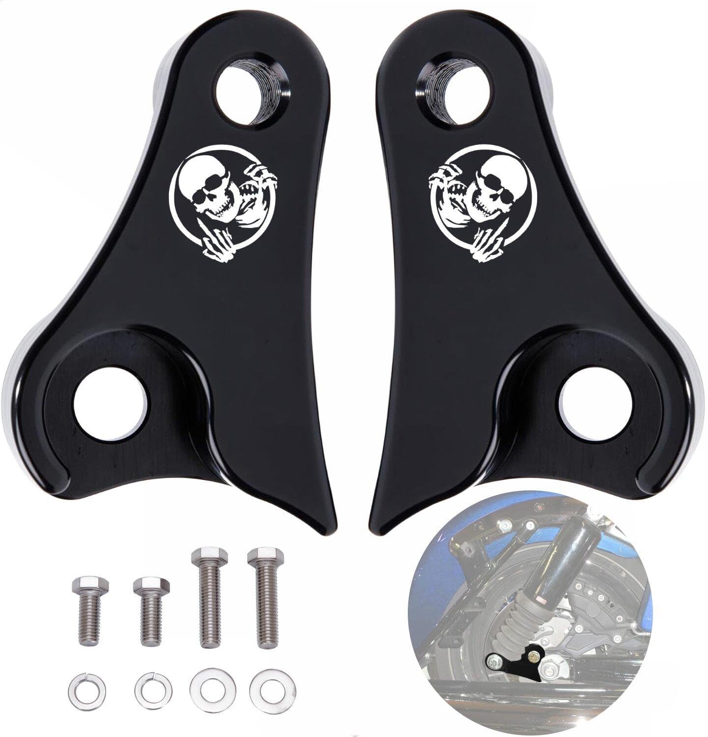 TDZ 2009-2025 Black Lowering Link Blocks Kit for Harley Touring