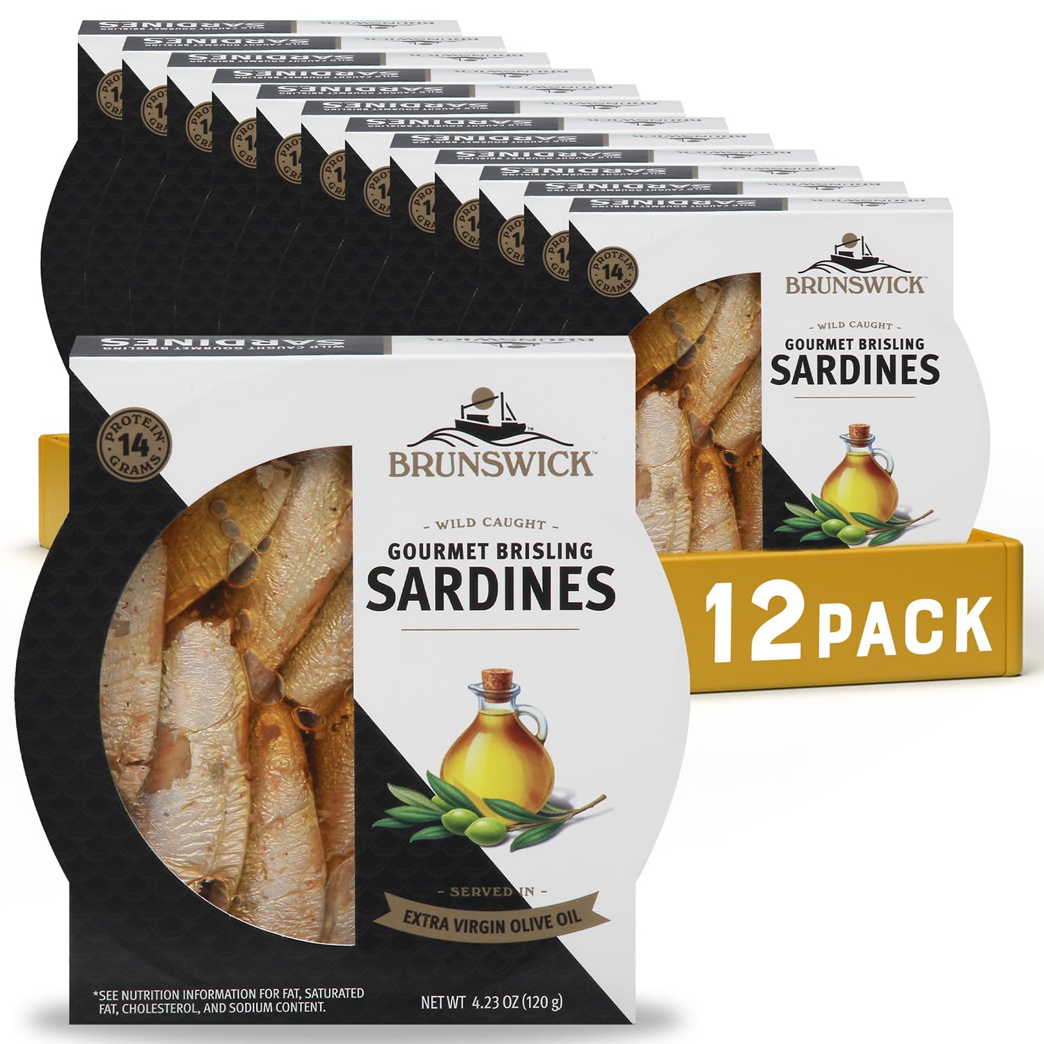 Brunswick Wild Caught Brisling Sardines in Olive Oil - 12 Pack