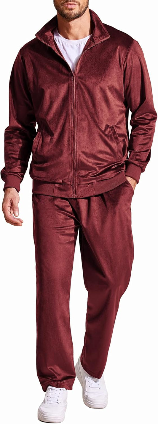 COOFANDY Mens 2 Piece Velour Tracksuit for Comfort and Style