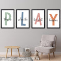 Kids Playroom Wall Art Set of 4 16x11 in Rustic Wood Signs - Playful