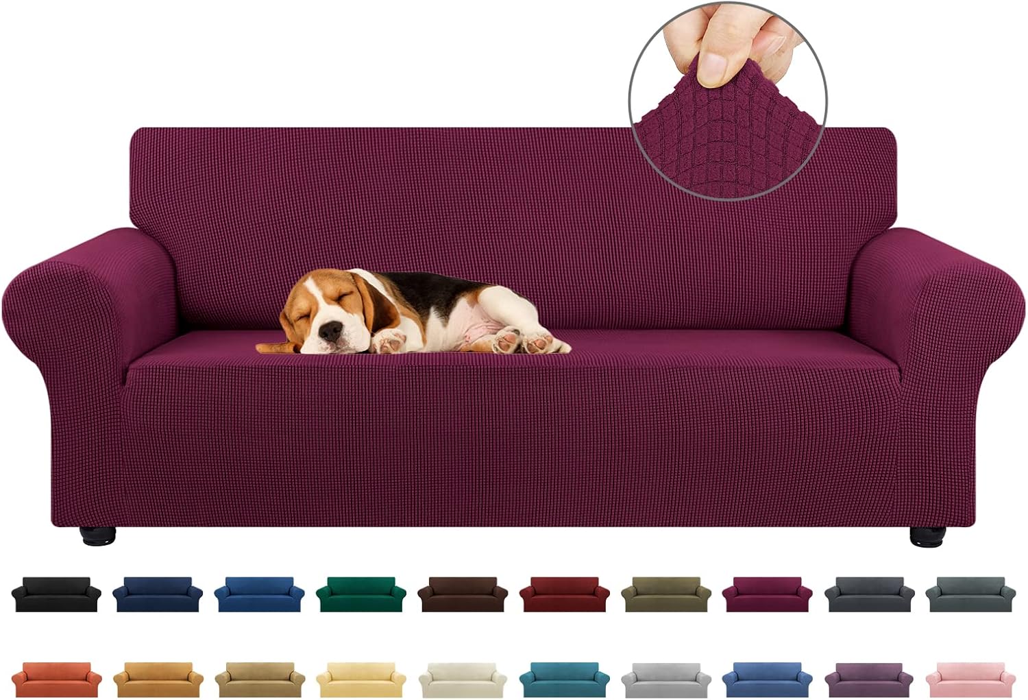 KEKUOU Stretch Sofa Cover Slipcover for 3 Cushion Couch Sofa