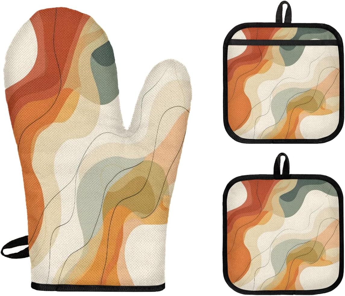 Modern Heat Resistant Oven Mitts Set