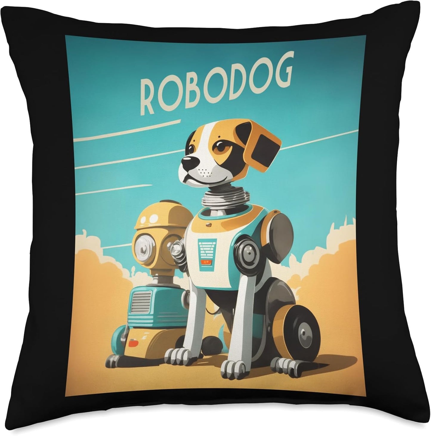 Robodog Sci-Fi Throw Pillow - Futuristic Design