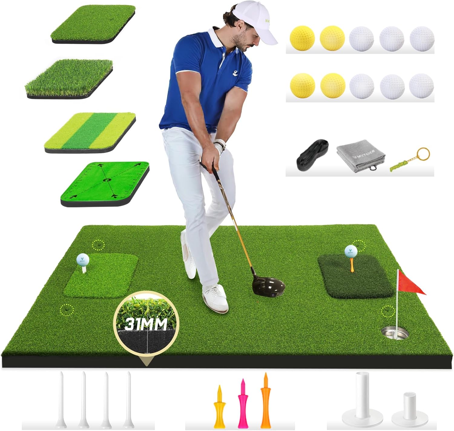 6-in-1 Golf Hitting Mat - Improved Swing Mastery!