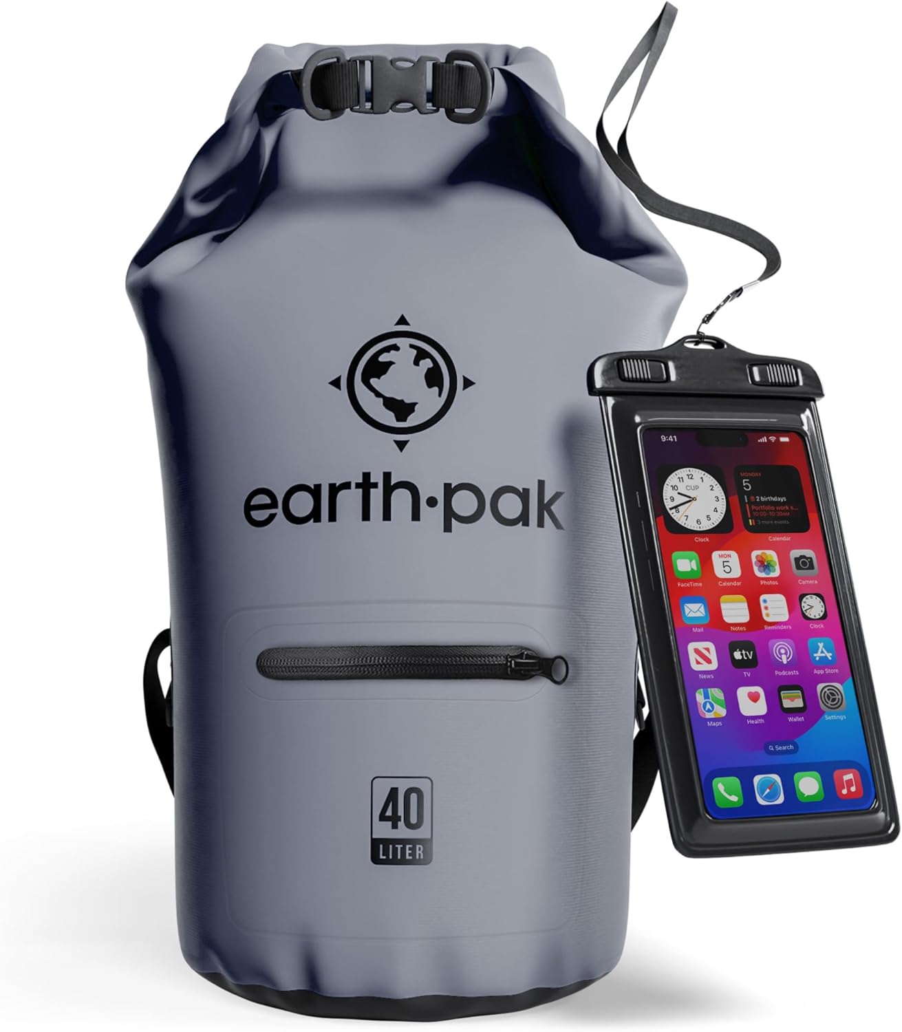 Earth Pak Waterproof Dry Bag with Zippered Pocket for Gear